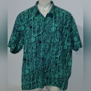 Tanoa Hawaiian Samoan Tribal 100% Cotton Button - Down Short Sleeve Shirt 5XL
